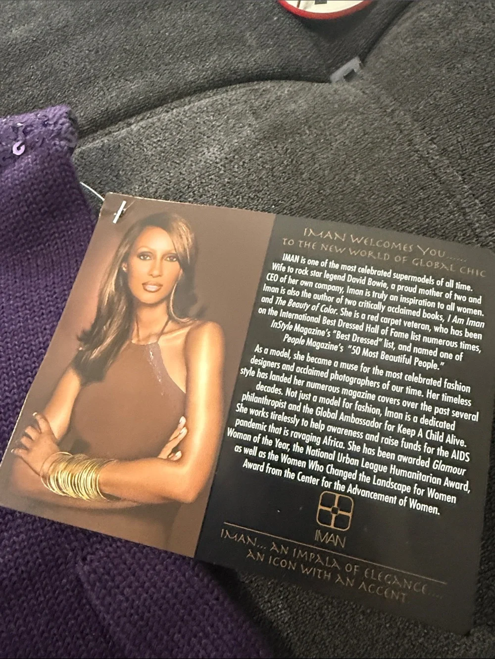 IMAN Purple Knit Gloves with Sequin Cuff Trim NWT